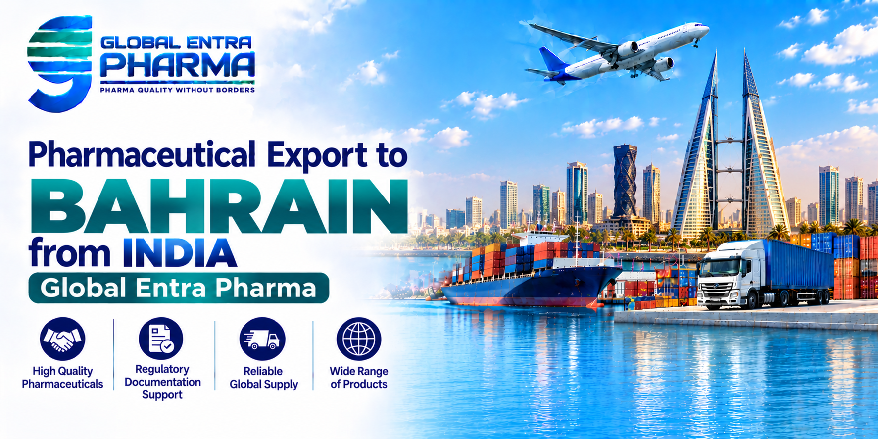 Pharmaceutical Export to Bahrain from India | Global Entra Pharma